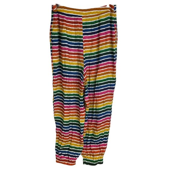FARM Rio Anthropologie Rainbow Pants Womens Large Muilticolor Striped Jogger - Picture 1 of 11